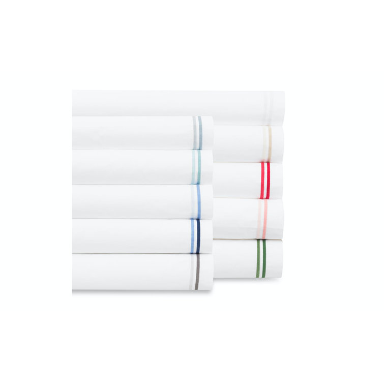Twin White Cotton Embroidered Percale Sheet Set