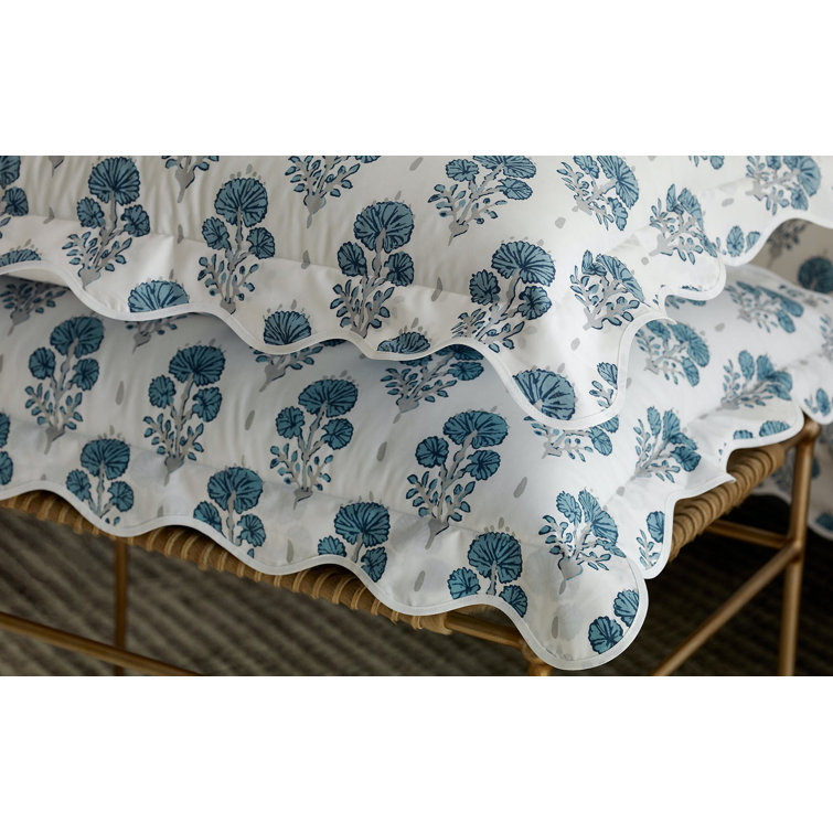 Joplin Mineral Blue Cotton Standard Sham with Scalloped Edges