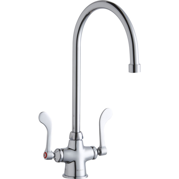 Chrome Commercial Single Hole Faucet with Gooseneck Spout