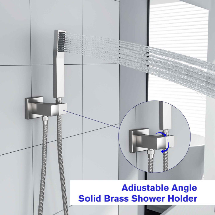 Brushed Nickel Dual Shower Head System with Handheld and Rainfall Feature
