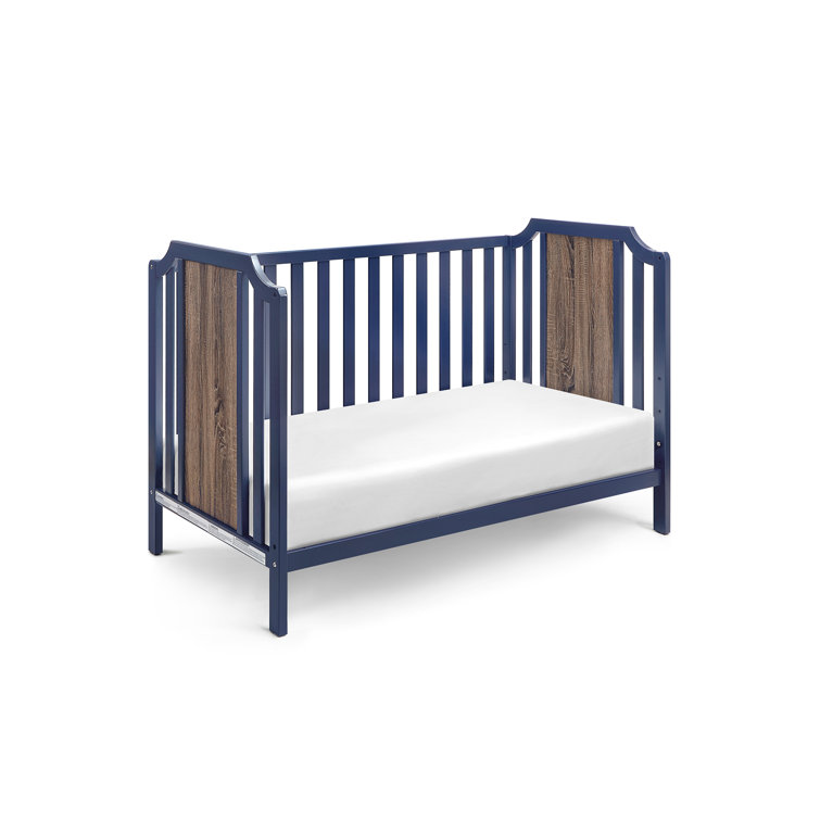 Midnight Blue and Brown Solid Wood Convertible Crib