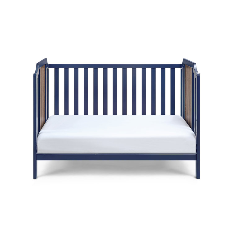Midnight Blue and Brown Solid Wood Convertible Crib