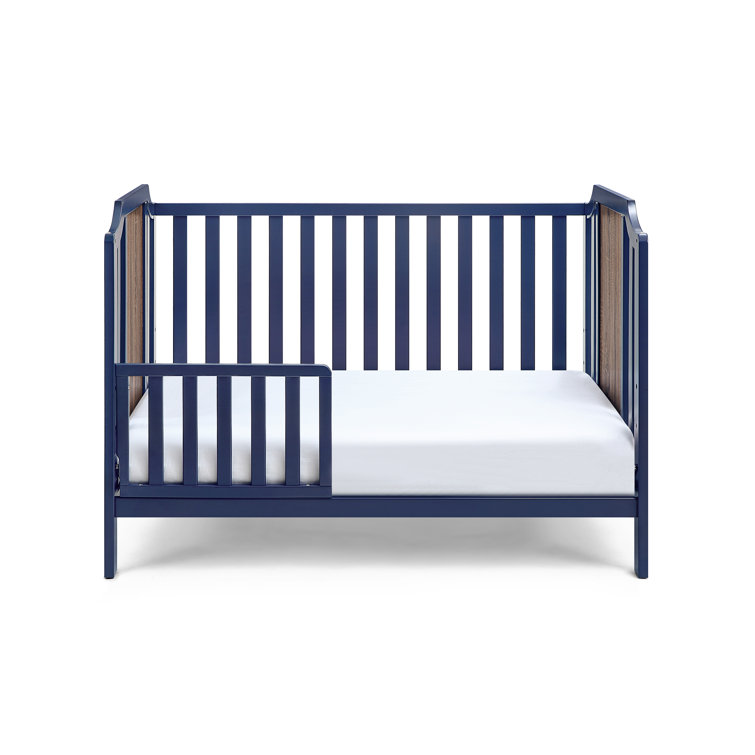 Midnight Blue and Brown Solid Wood Convertible Crib