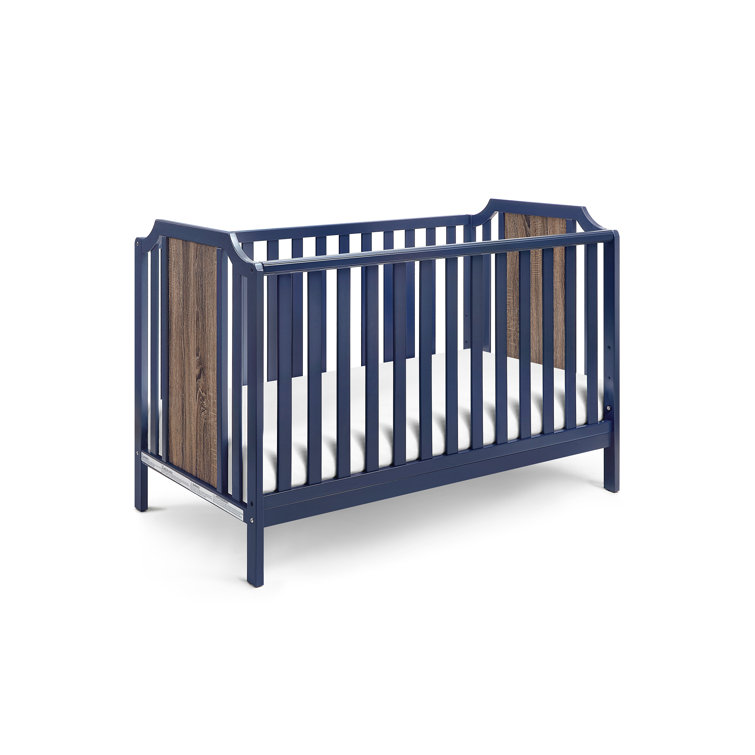 Midnight Blue and Brown Solid Wood Convertible Crib