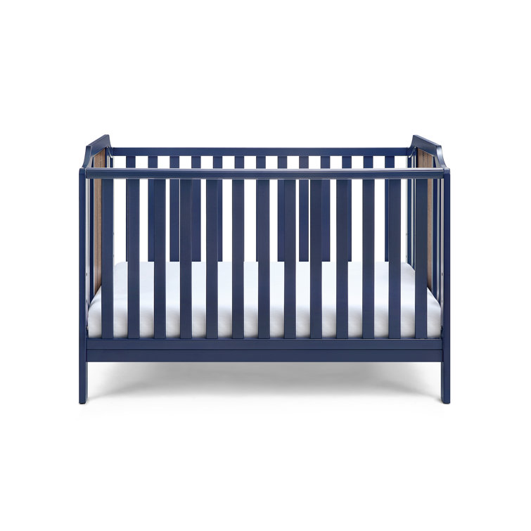 Midnight Blue and Brown Solid Wood Convertible Crib