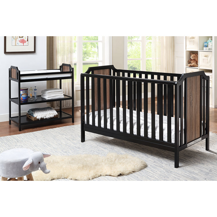 Brees Black and Walnut 3-in-1 Convertible Island Crib