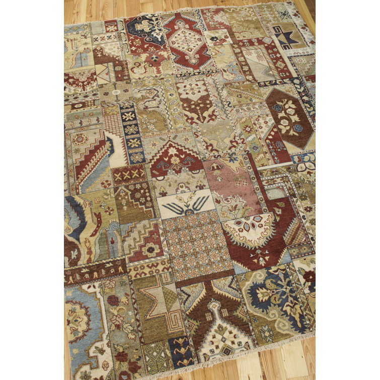 Legend Multicolor Hand-Knotted Wool Patchwork Rug