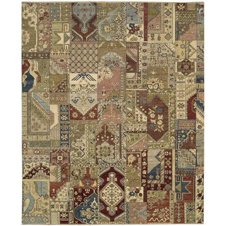 Legend Multicolor Hand-Knotted Wool Patchwork Rug