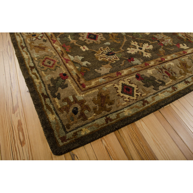 Espresso Geometric Hand-Knotted Wool Runner Rug, 2'3" x 8'