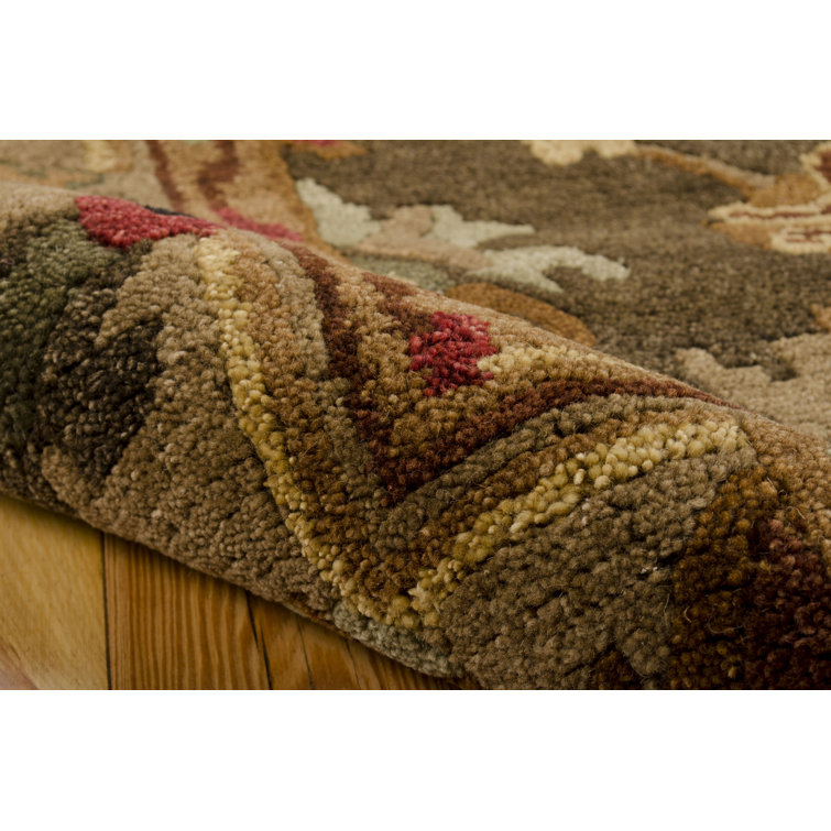Espresso Geometric Hand-Knotted Wool Runner Rug, 2'3" x 8'