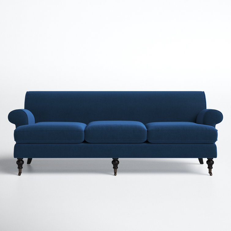 Alana Navy Blue Velvet Lawson Sofa with Removable Cushions