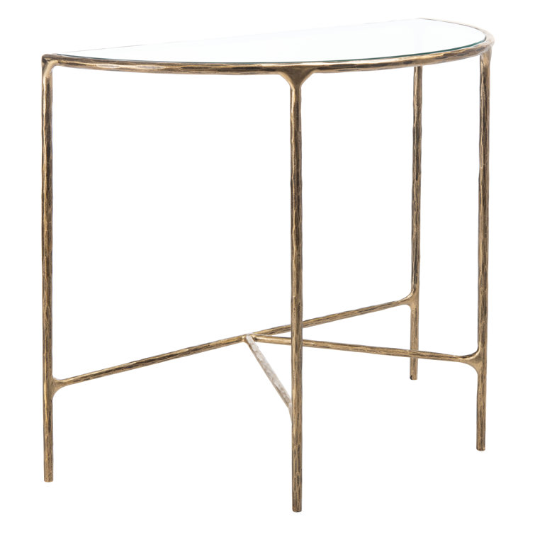 Aristocratic 36'' Black Metal & Glass Demilune Console Table