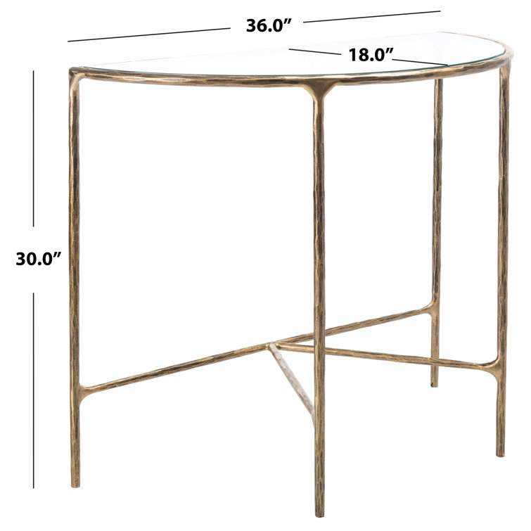 Aristocratic Brass Demilune Console Table with Sleek Glass Top
