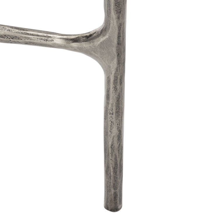 Evelynn 36'' Silver Metal and Glass Demilune Console Table
