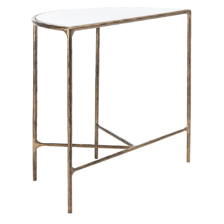 Aristocratic Brass Demilune Console Table with Sleek Glass Top