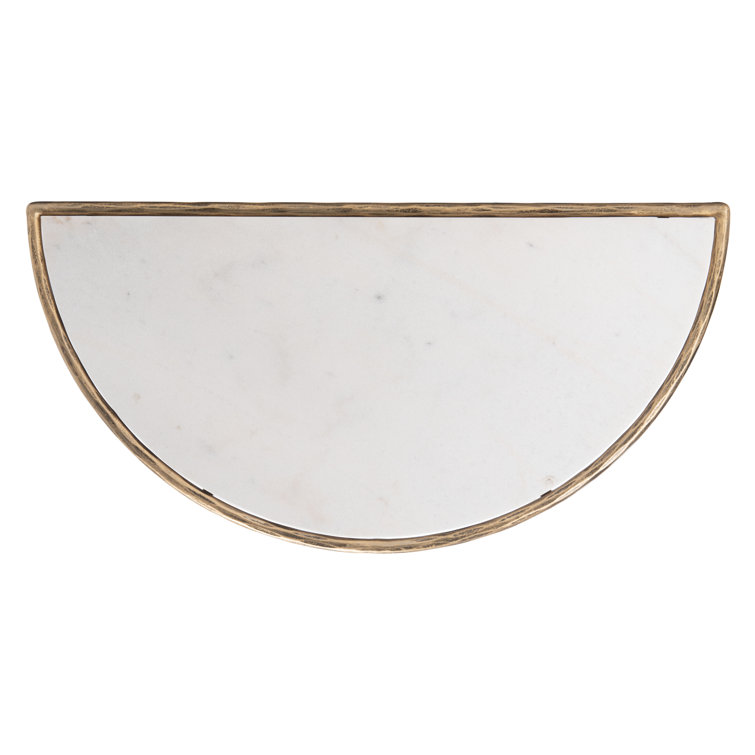 Aristocratic Airy Glamour 36'' Demilune Brass & White Marble Console Table