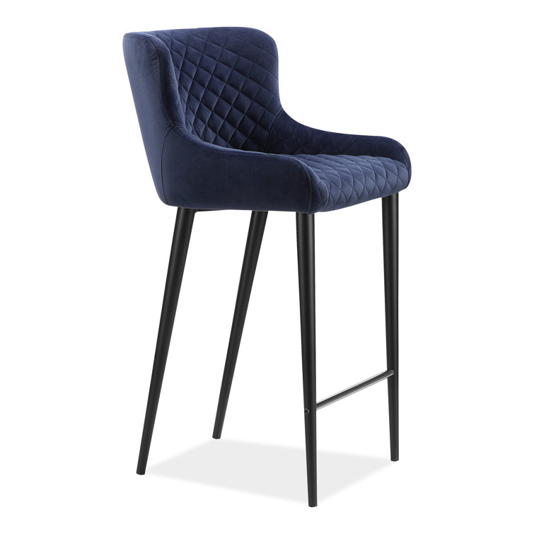 Etta 18'' Wide Dark Blue Velvet Tufted Counter Stool