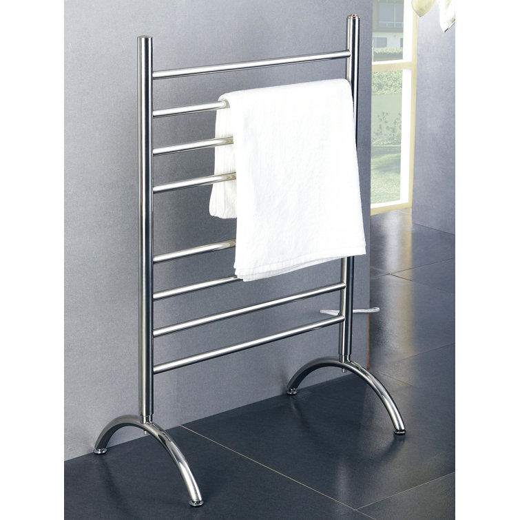 Barcelona Brushed Stainless Steel Freestanding Towel Warmer with 8 Bars