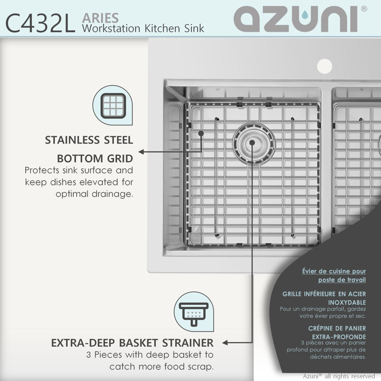 31 inch Stainless Steel Double Bowl Kitchen Sink with Accessories
