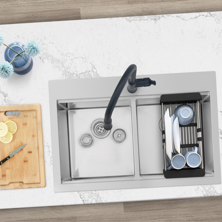31 inch Stainless Steel Double Bowl Kitchen Sink with Accessories