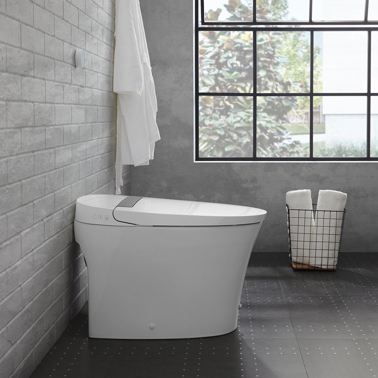 Hugo White Ceramic Elongated Dual-Flush Smart Toilet