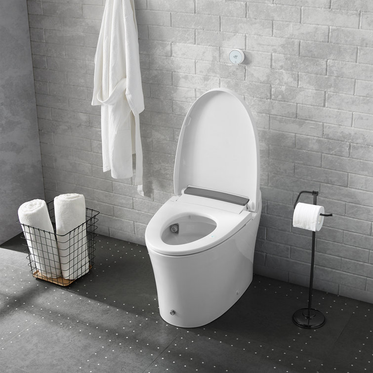 Hugo White Ceramic Elongated Dual-Flush Smart Toilet