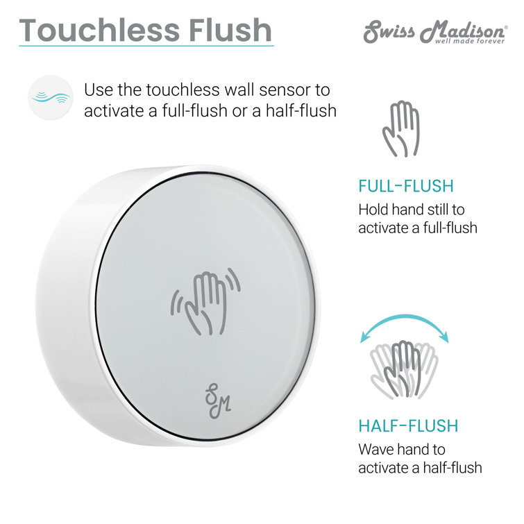 Hugo White Ceramic Elongated Dual-Flush Smart Toilet