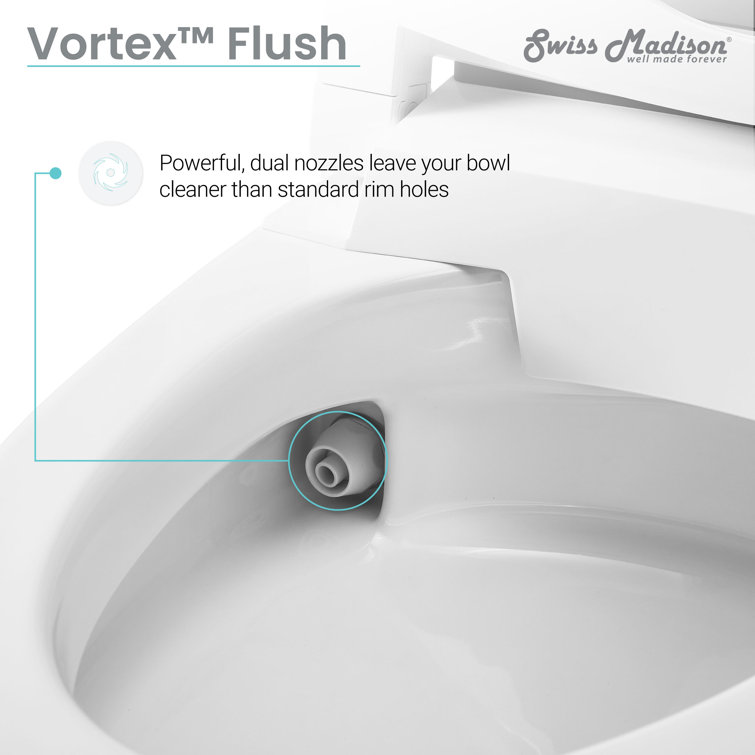 Hugo White Ceramic Elongated Dual-Flush Smart Toilet