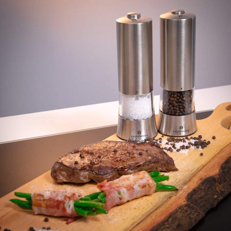 Gera Stainless Steel and Acrylic Electric Salt Mill with LED Light