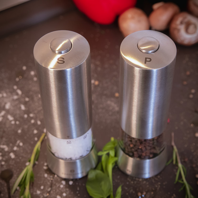 Gera Stainless Steel and Acrylic Electric Salt Mill with LED Light