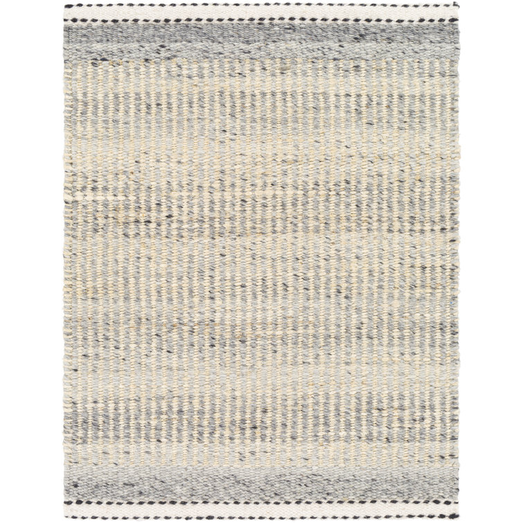 Gray and Beige Flat Woven Handmade Wool Rug
