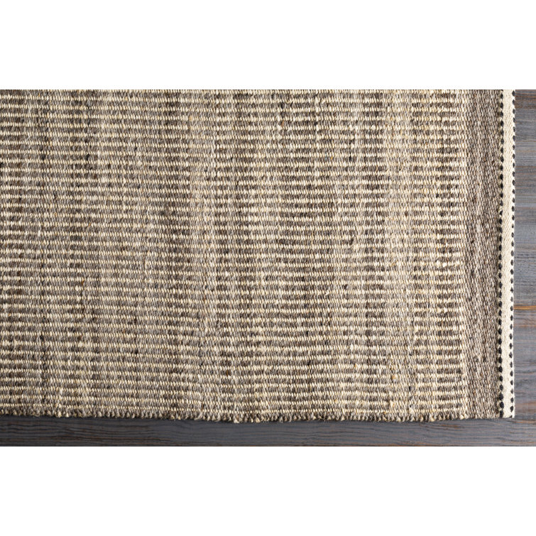 Gray Flat Woven Wool Rectangular 5' x 7' Rug