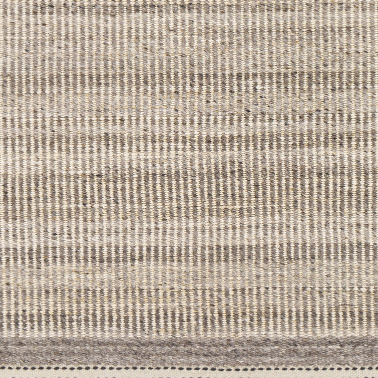 Gray Flat Woven Wool Rectangular 5' x 7' Rug