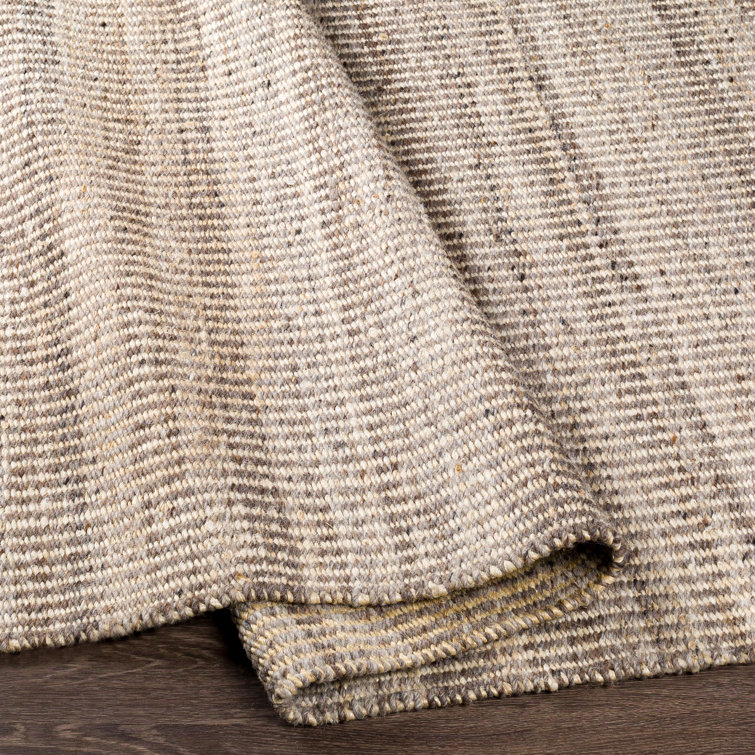 Gray Flat Woven Wool Rectangular 5' x 7' Rug