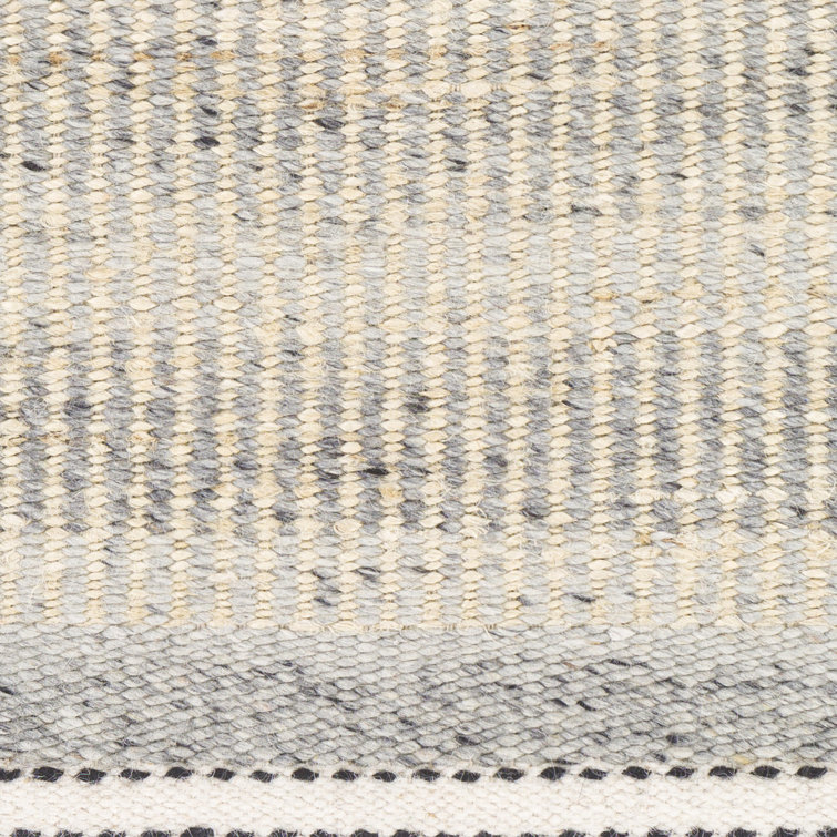 Gray and Beige Flat Woven Handmade Wool Rug