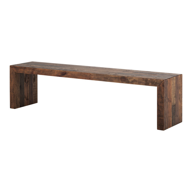 Large Light Brown Recycled Pine Wood Dining Bench