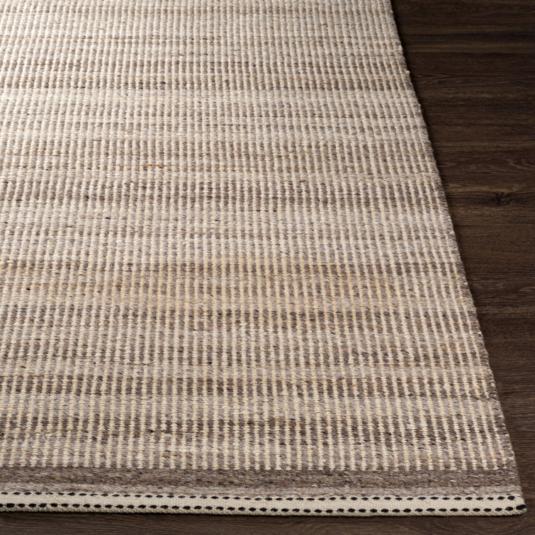 Gray Flat Woven Wool Rectangular 5' x 7' Rug