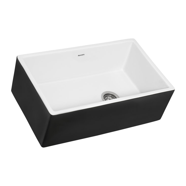 Ruvati 36-Inch Black and White Fireclay Farmhouse Sink