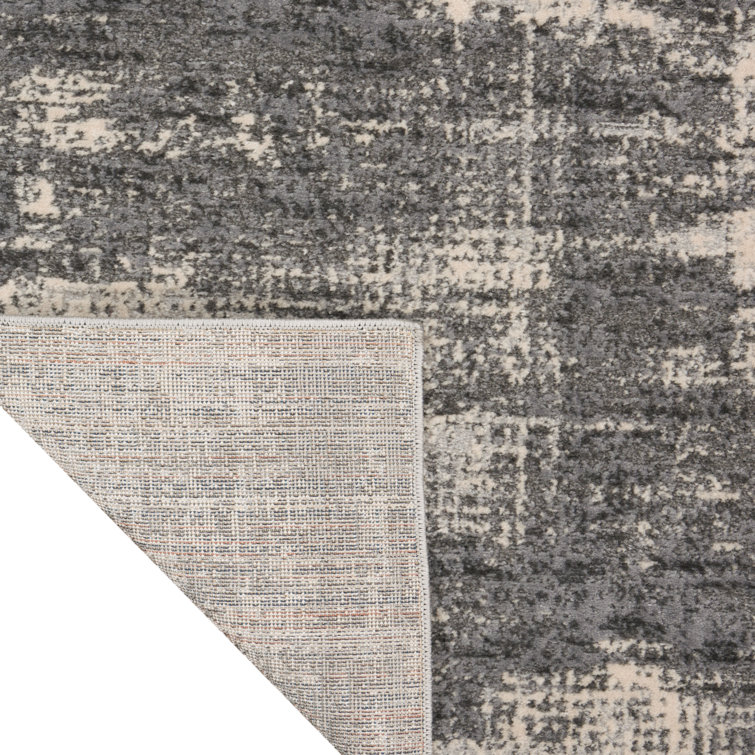 Rectangular Grey and Beige Abstract Synthetic Rug