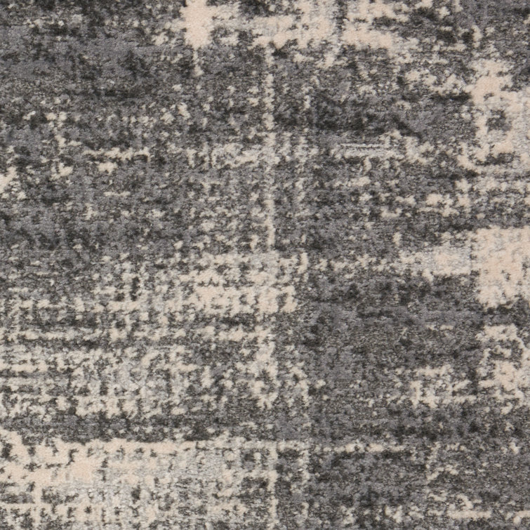 Rectangular Grey and Beige Abstract Synthetic Rug