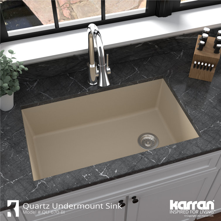 Bisque Quartz Composite Single Bowl Undermount Kitchen Sink