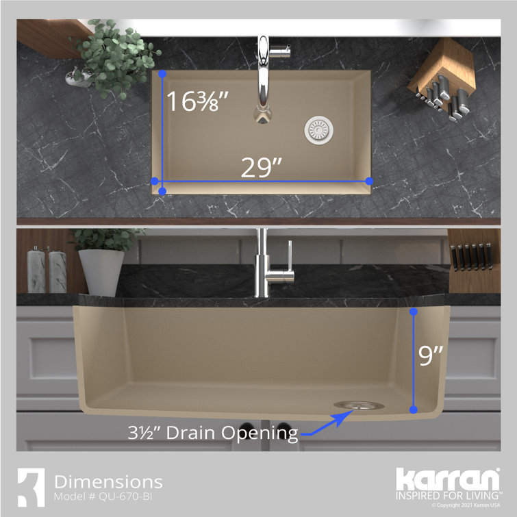 Bisque Quartz Composite Single Bowl Undermount Kitchen Sink