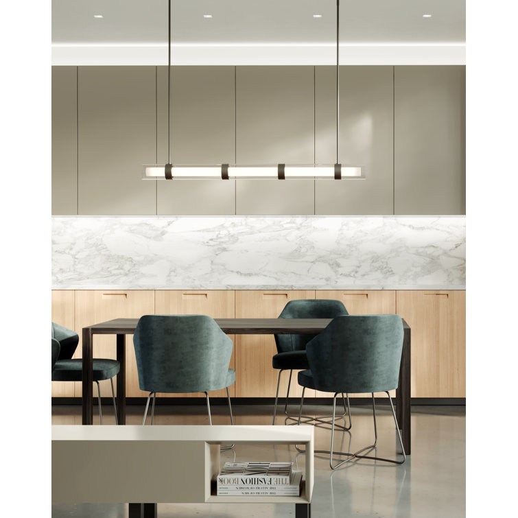 Sleek Black Glass 55.9" LED Linear Pendant Light