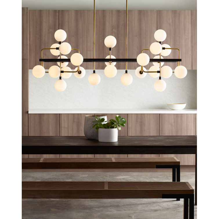 Celestial Viaggio Brass Sputnik Chandelier with Opal Glass Globes