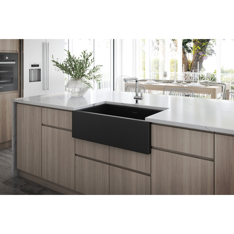 Matte Black Fireclay Modern Farmhouse Single Bowl Kitchen Sink