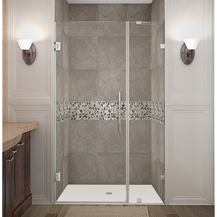 Nautis 38" x 72" Frameless Hinged Shower Door in Stainless Steel with Clear Glass