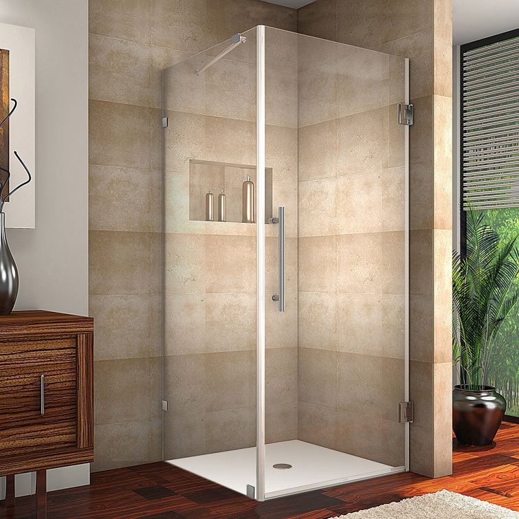 Aquadica 34" x 72" Frameless Chrome Clear Glass Shower Enclosure