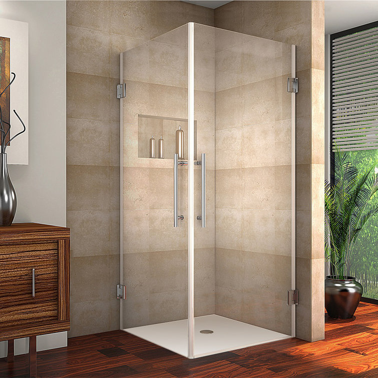 Vanora 30" x 72" Frameless Clear Glass Hinged Shower Enclosure in Chrome