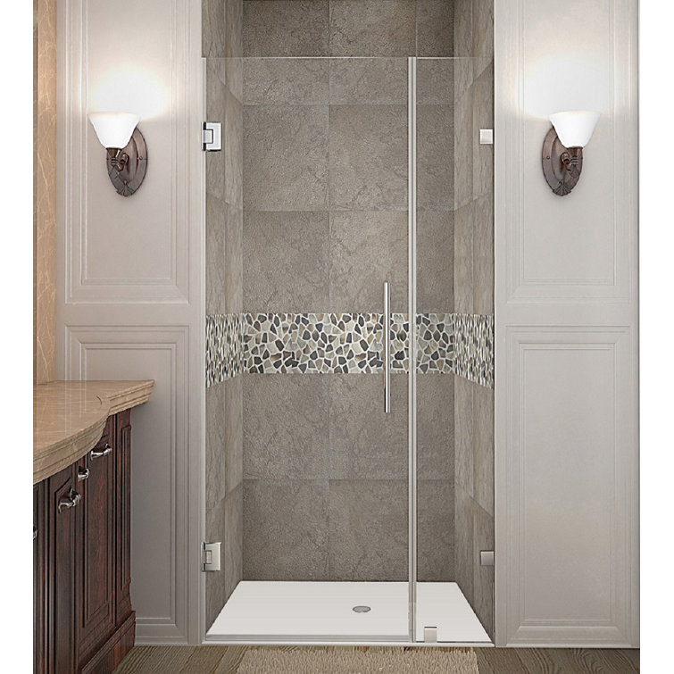 Nautis 30" x 72" Frameless Chrome Hinged Shower Door with Clear Glass