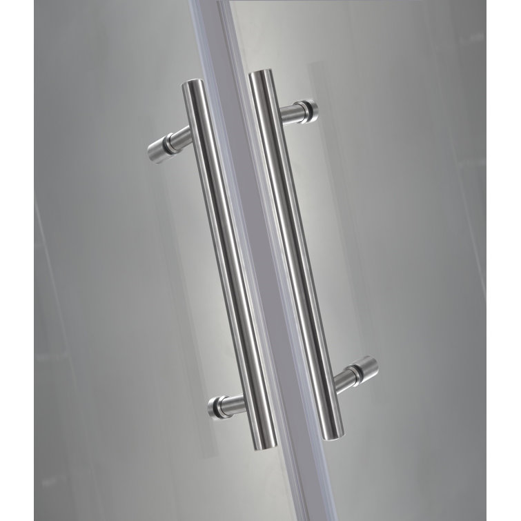 Vanora 36" x 72" Frameless Stainless Steel Hinged Shower Enclosure